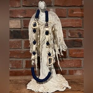 Blue and Cream Beaded Necklace